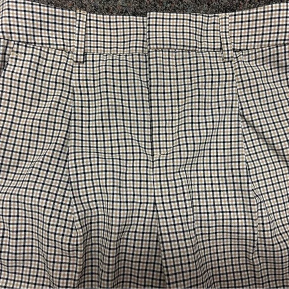 Banana Republic Women’s Size 4 Plaid Pleated Cuff Pant Navy Khaki - Picture 3 of 8